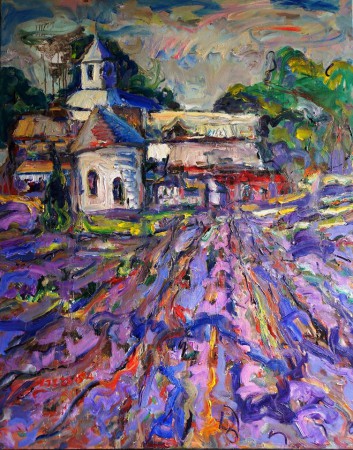 南法普羅旺斯「薰衣草田園」Provence (South of France) 油畫 100F 作者: 廖繼英LJI